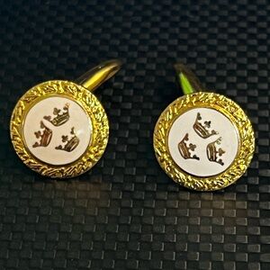Sporrong vintage Regal Gold and White Crown Cufflinks